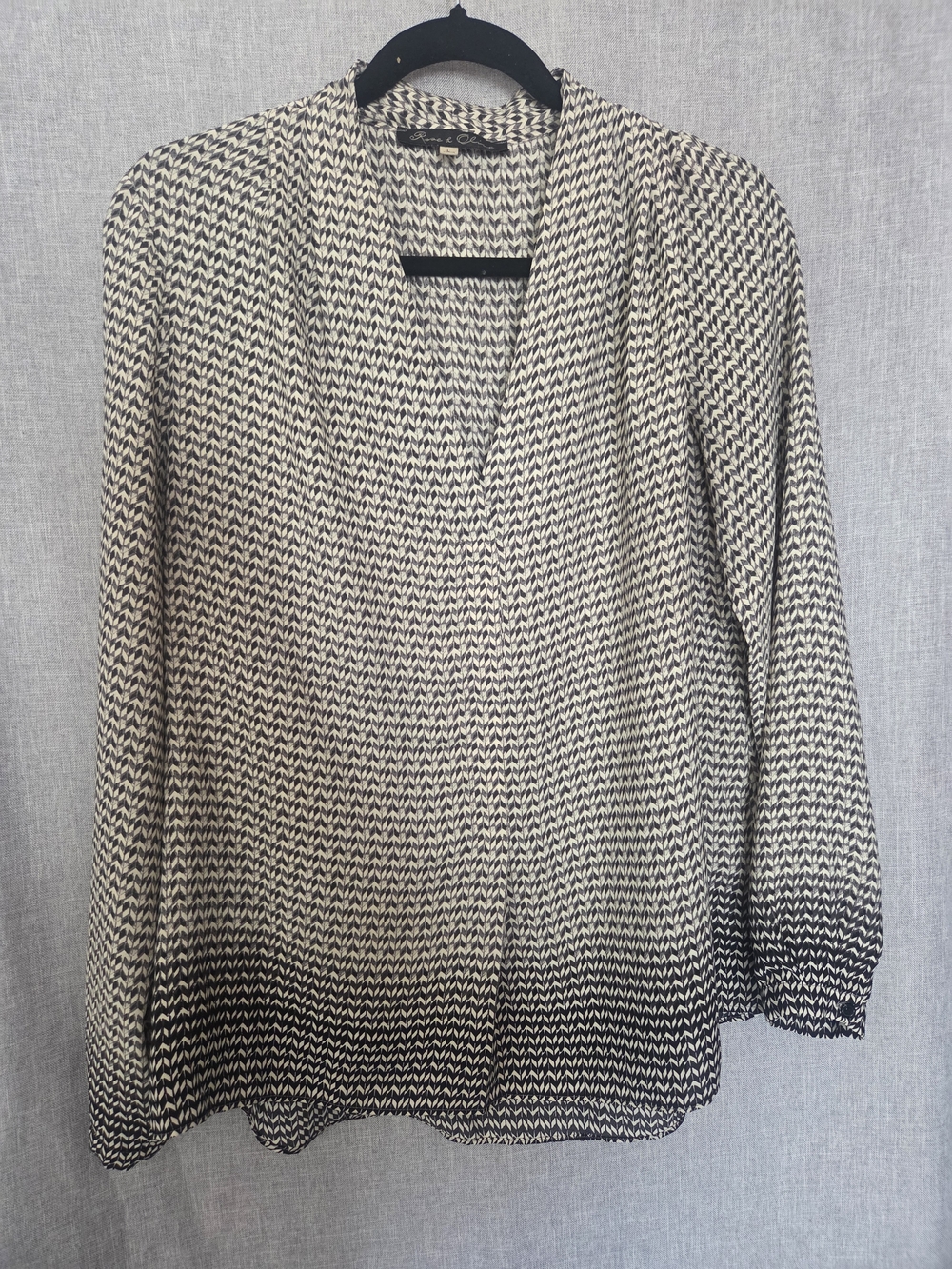 Rose & Olive Black and Cream Blouse - Sz L